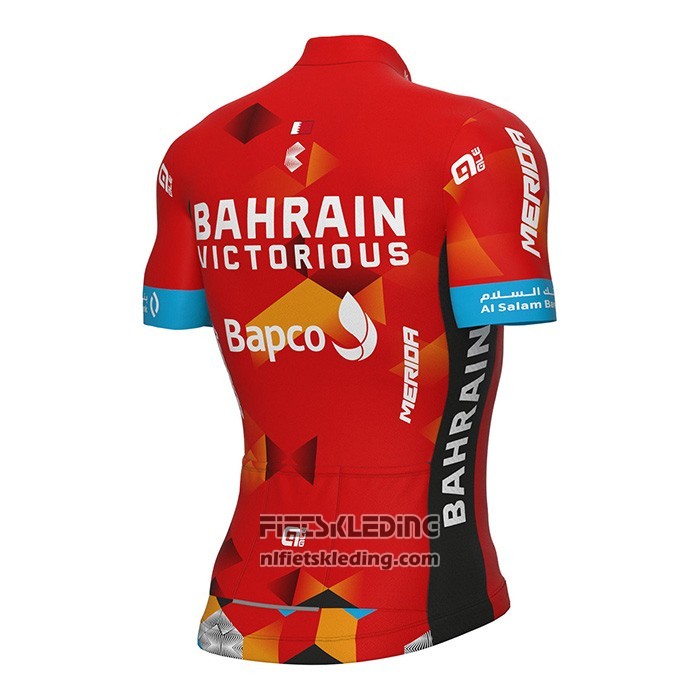 2022 Fietskleding Bahrain Victorious Rood Korte Mouwen en Koersbroek